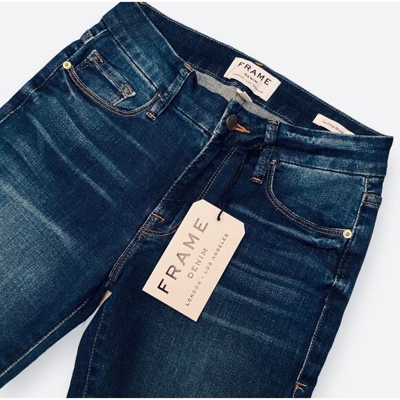 NWT FRAME Denim Le Crop Mini Bootcut Jeans Sz 24 Dark Blue Atlas 26 x 27.5" - Picture 4 of 13